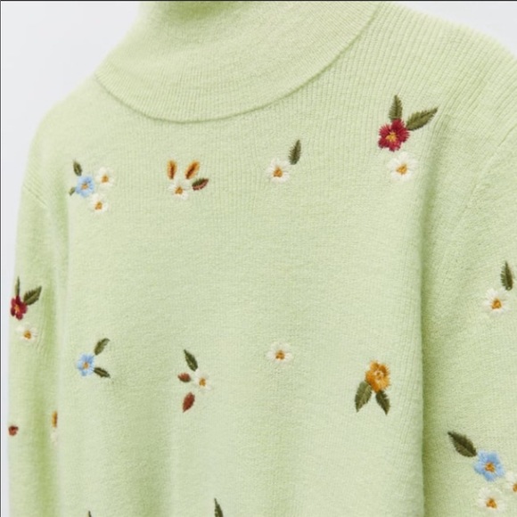 Zara Sweaters Zara Floral Embroidered Knit Sweater Poshmark